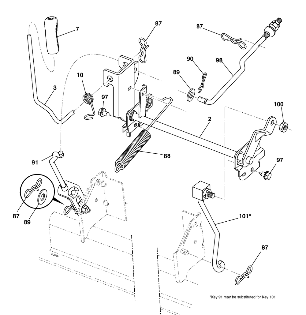 Lift Group (7800735lift) Diagram and Parts List for 7800735-96042010000 2011 Briggs and Stratton Lawn Tractor